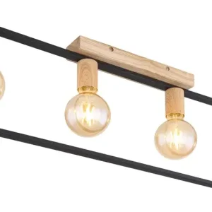 DANIEL Deckenlampe, schwarz 15479-4D,B/H/T: 90 x 26 x 6,5 cm, Metall, Holz Must-Have