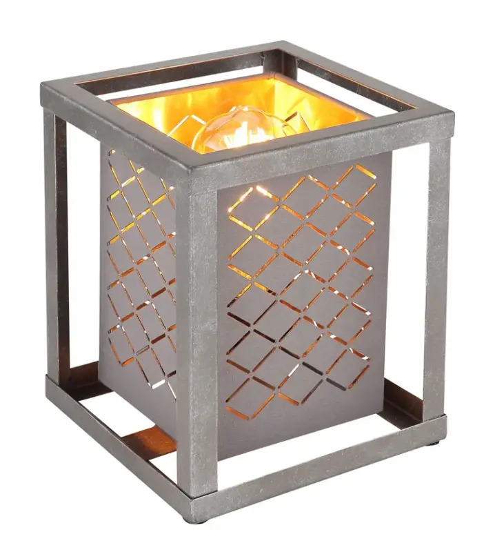 Zertifiziert THOMAS Tischlampe silberfarben 15498T, B/H/T: 17 x 22 x 17 cm, Textil, Metall