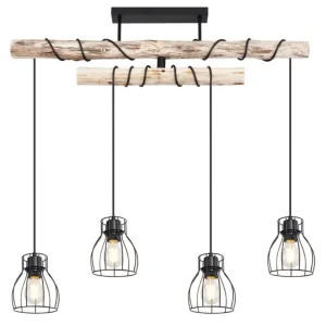 Wochenendangebot MINA Deckenlampe, schwarz 15326-4D, B/H/T: 90 x 100 x 14 cm, Metall, Holz