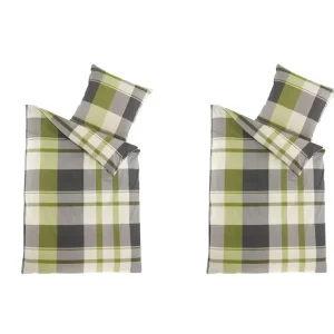 Begrenztes Angebot 2er Set - Baumwoll-Renforcé-Bettwäsche Josef-grün, 80 x 80/135 x 200 cm