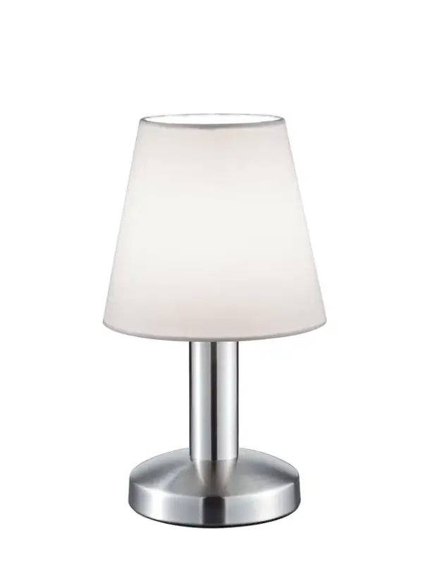 Versand Am Gleichen Tag Retrofit Tischlampe Mats nickelfarbig weiß 14cm 24cm Metall Textil