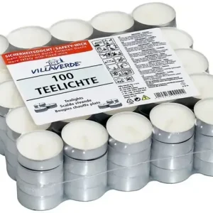 Markenware Teelicht 100er Set FLATPACK 3,4 cm rund Weiß