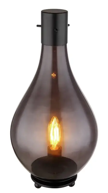 GLOBO RetrofitTischleuchte Oskus schwarz,Rauchglas,18cm,35cm,Metall Schnäppchen