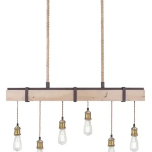GLOBO Balkenpendel Mucha rostfarbig,Holz,100x8cm,167cm,Metall,Seil Neu Im Sortiment