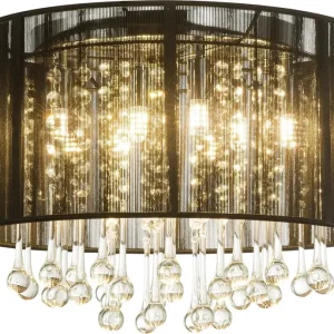 Neue Kollektion GLOBO Retrofit LED Deckenlampe Bagana 8-flg,chromfarbig,40cm,29cm,Metall,Seide