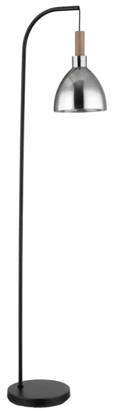 Preisknaller GLOBO RetrofitStehleuchte Mattea schwarz,Holzdekor,25x40cm,150cm,Metall