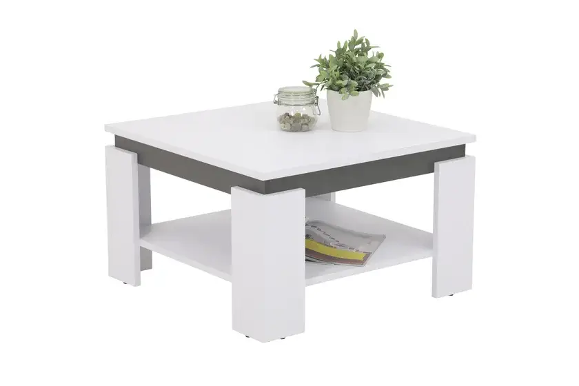 Couchtisch Tim III 68 x 68 x 41 cm quadratisch Dekor weiß/anthrazit Wochenendangebot