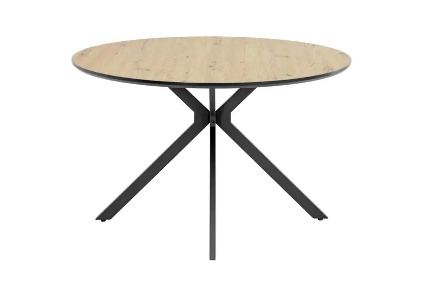 Tisch Johnny 120 x 76 x 120 cm Artisan-Eiche-Dekor rund mit Schweizer Kante in Absatzfarbe/schwarz Markenware