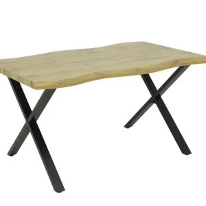 Online Kaufen Esstisch Gerda 140 x 90 x 76 cm Dekor Baumkanten-Optik Wildeiche-Dekor braun/schwarz