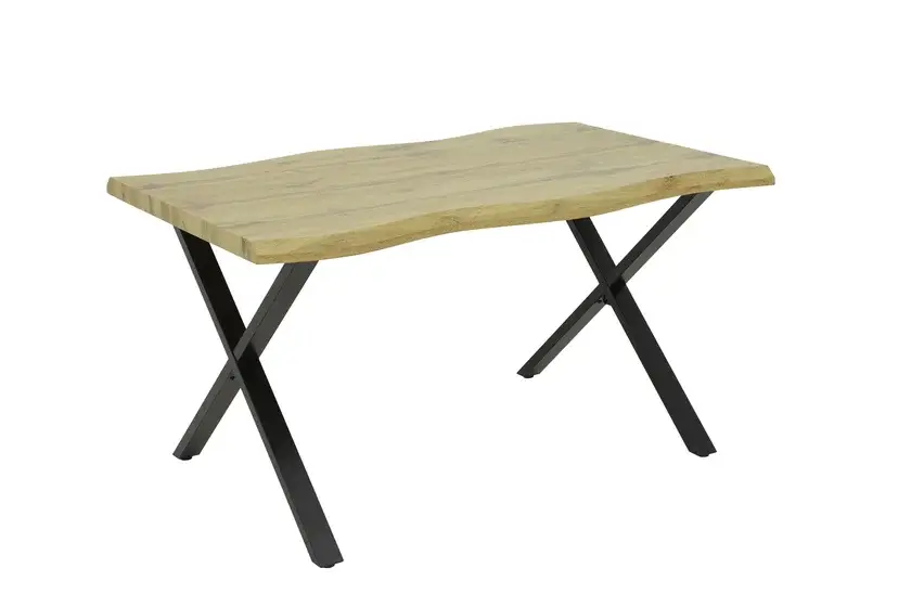 Online Kaufen Esstisch Gerda 140 x 90 x 76 cm Dekor Baumkanten-Optik Wildeiche-Dekor braun/schwarz