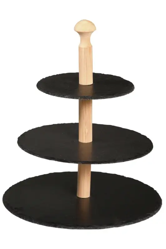 Günstig Kesper Etagere 3-stöckig SCHIEFER rund 30 x 30 x 34 cm