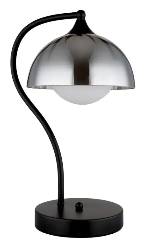 Markenprodukt GLOBO Tischlampe Eva Glas 39,5 x 24,5 x 20 cm schwarz/rauchfarbig/opalweiss
