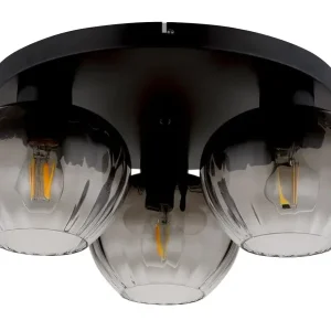 Abverkauf GLOBO Deckenlampe Toy Glas Ø 45 cm Höhe 20,5 cm Zwiebelform Rauchglas Schwarz/Rauchfarbig