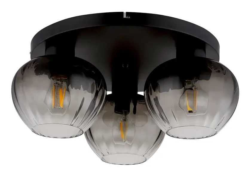 Abverkauf GLOBO Deckenlampe Toy Glas Ø 45 cm Höhe 20,5 cm Zwiebelform Rauchglas Schwarz/Rauchfarbig