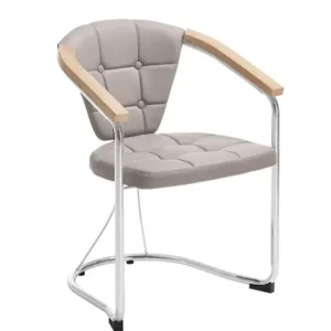 Must-Have Armlehnstuhl Maren Lederlook Cappuccino/Armlehnen Sonoma Eiche-Optik