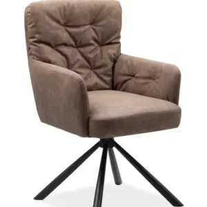 Stuhl Bobby Lederlook braun Metallgestell schwarz 60x93x67 cm Geprüft