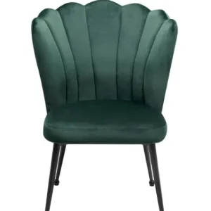 Stuhl Quinn Mikrofaser Samt dunkelgrün Gestell schwarz 55x92x50 cm Preisreduziert