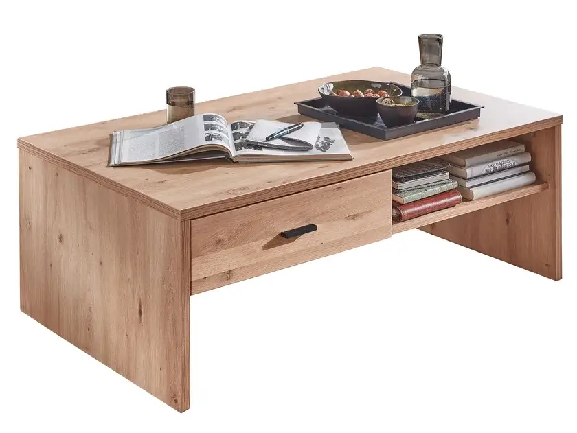 Garantierte Lieferung Couchtisch Sonos II Tischplatte Altesche massiv 110x40x65 cm