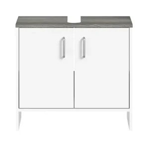 Sonderangebot Waschbeckenunterschrank Los Angeles Weiß NB/Rauchsilber NB