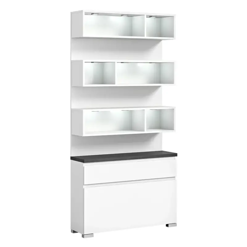 Garderobenset Shoelove Weiß/Oberboden Industrial Grau inkl. Fachbeleuchtung 95x192x27 cm Markenprodukt