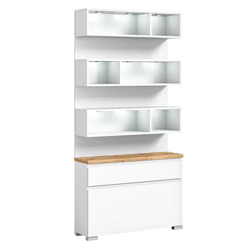 Garderobenset Shoelove Weiß/Nox Oak-Optik inkl. Fachbeleuchtung 95x192x27 cm Rabatt