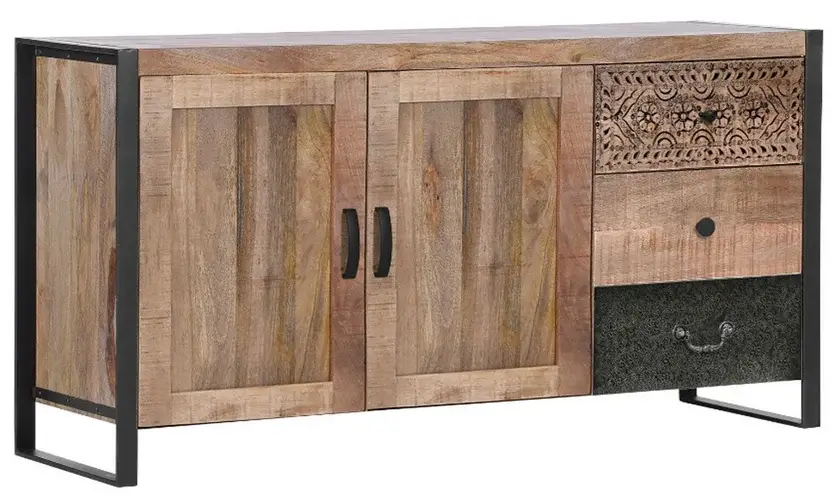 Sideboard Cortina 130x80x43cm Mango Massiv Sägerau Markenware