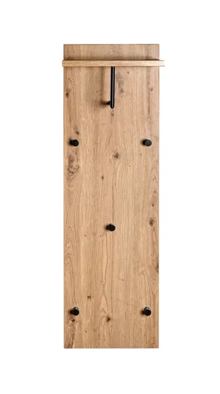 Wandgarderobe Parma 30 x 100 x 20 cm Eiche-Dekor hell/schwarz Echt