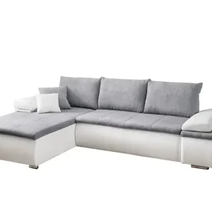 Ecksofa Belinda Stoffbezug Grau/Weiß ca. 180 x 268 cm Saisonangebot