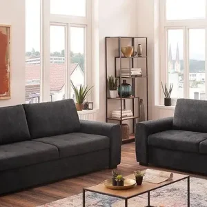 Garnitur Polldi Schwarz 232/212x90x74 cm Preisknaller