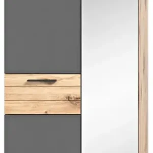 Garderobenschrank Mason, Basalt grau Nox Oak braun 70x200x37 cm Sonderangebot
