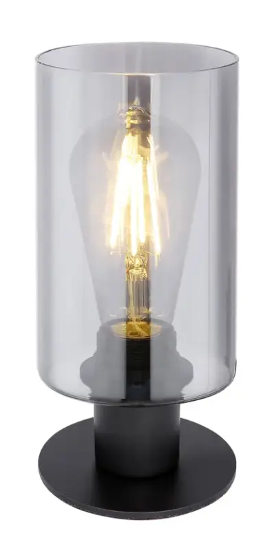 Solange Der Vorrat Reicht HADERA Tischlampe grau, schwarz 15465T, D/H: 10 x 21,5 cm, Glas, Metall