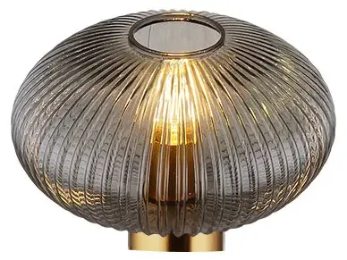 GLOBO Retrofit Tischlampe Normy messingfarbig rauchfarbig 20cm 30cm Metall Glas Geprüft