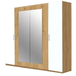 Drehtürenschrank Zora Plankeneiche Nachbildung/Alpinweiß ca. 225 x 210 x 58 cm Preiswert