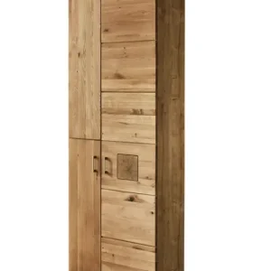 Garderobenschrank Kansas 75 x 208,6 x 37,4 cm Korpus Alteiche-Dekor/Front Alteiche massiv mit Hirnholzapplikation Schneller Versand