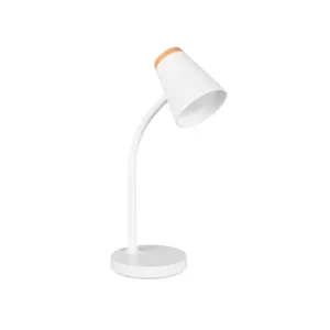 Geprüft RL Schreibtischlampe Pongo Kunststoff Ø 13 cm Weiß/Naturfarbig