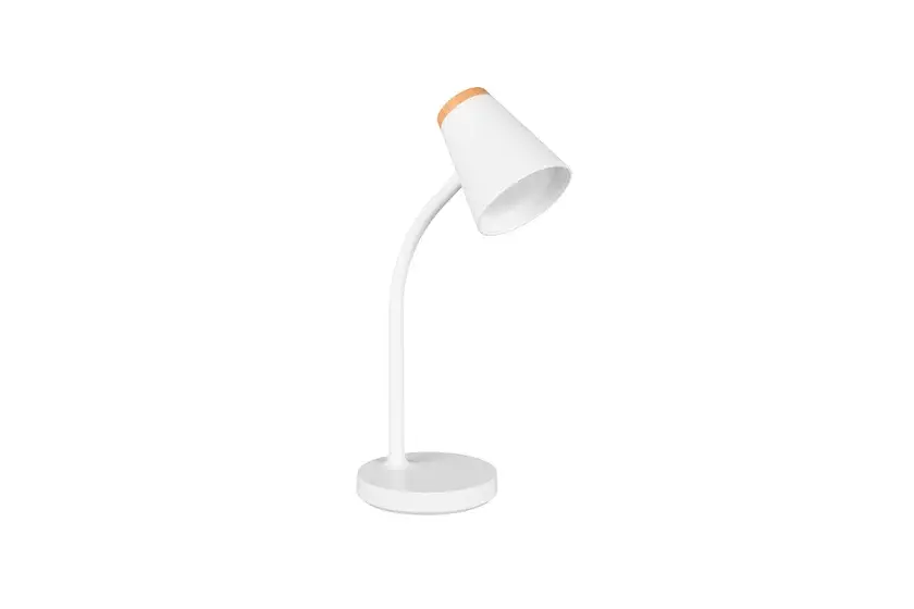 Geprüft RL Schreibtischlampe Pongo Kunststoff Ø 13 cm Weiß/Naturfarbig