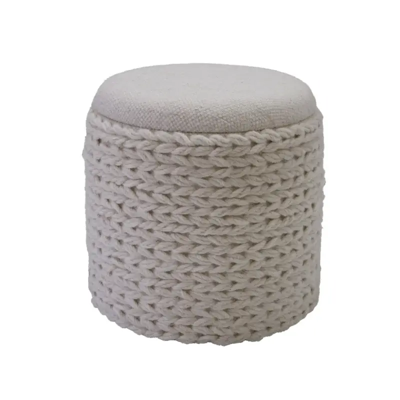 Hocker Textil rund 40 x 40 x 45 cm Beige Rabatt