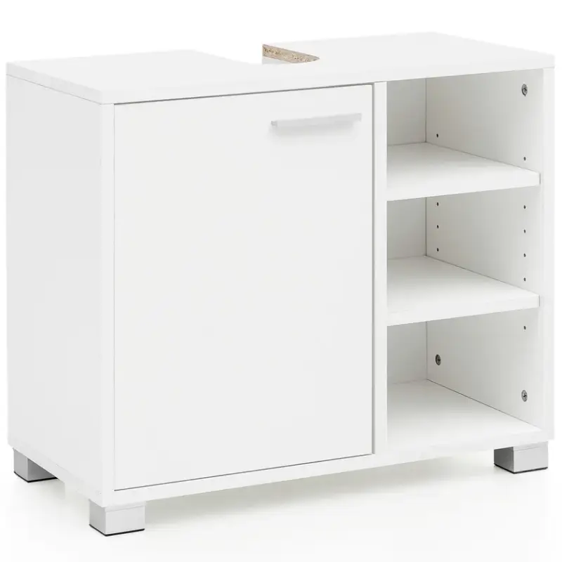 Sonderaktion Waschbeckenunterschrank 55 x 32 x 60 cm Kunststoff foliert Weiß/Silberfarbig
