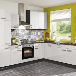 Knallerangebot Impuls Küchen L-Form Küche IP-4050 275 x 225 x 235 cm Hochglanz Space Grey/Lavagrau
