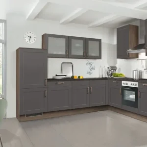 Winkelküche Grafit matt/ Eiche Oregon Nachbildung 275x225cm Top-Seller