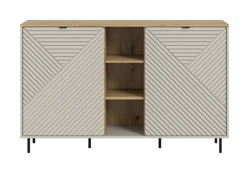 Abverkauf Sideboard Campus Metall 154 x 40 x 95 cm Kaschmir/Evoke-Oak-Dekor