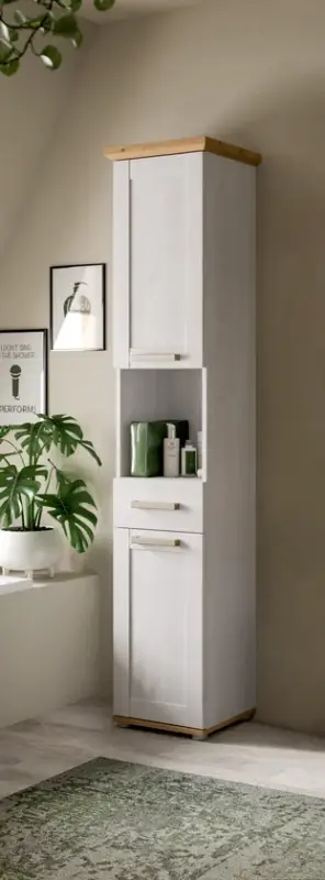 Hochschrank Bad Verona 187 x 115 x 45 cm Kunststoff melaminbeschichtet Sibiu Lärche/Artisan Eiche Angebot