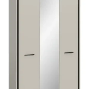 Echt Garderobenschrank Emil 3-türig 75 x 37 x 106 cm Kunststoff Kaschmir/Spiegelglas