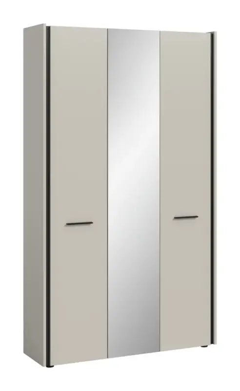 Echt Garderobenschrank Emil 3-türig 75 x 37 x 106 cm Kunststoff Kaschmir/Spiegelglas