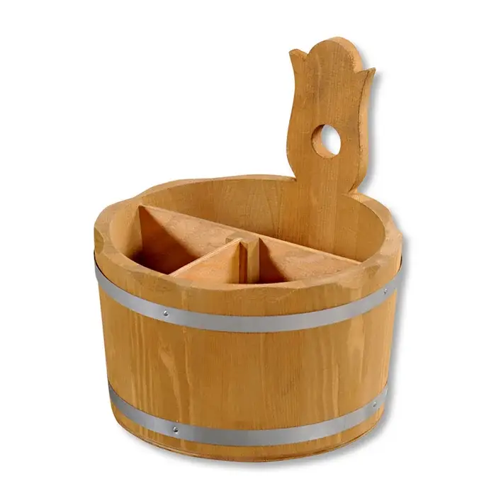 Highlight KESPER Besteckset 17 cm Durchmesser Holz/Metall Braun/Silberfarbig