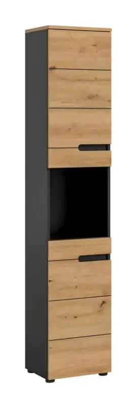 Direkt Vom Hersteller Hochschrank Bad Canu 193 x 38 x 34 cm Kunststoff melaminbeschichtet grifflos Stauraum Artisan NB/Basalt grau NB