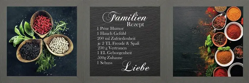 3er Set Kunstdruck 23x23cm FAMILEINREZEPT Direktkauf