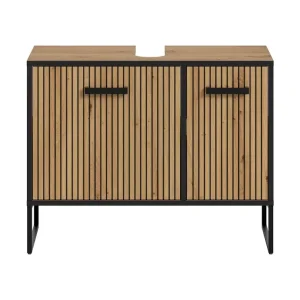 Waschbeckenunterschrank Bagno Metall 80 x 36 x 63 cm Artisan Oak/Schwarz Knallerangebot