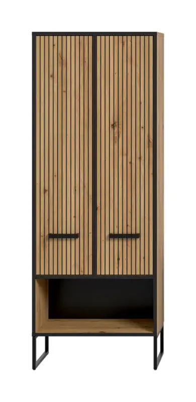 Preiswert Hochschrank Bad Bagno Metall 159 x 59 x 32 cm Artisan Oak/Schwarz